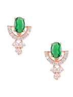 Stylish Latest Fashion Rose Gold-Polished Glittering American Diamond Fashionable Stud Earrings for Women & Girls - Wahe Jewels - Swadesiicart