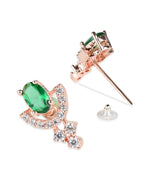 Stylish Latest Fashion Rose Gold-Polished Glittering American Diamond Fashionable Stud Earrings for Women & Girls - Wahe Jewels - Swadesiicart