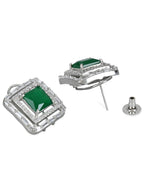 Stylish Latest Fashion Silver Plated Glittering Crystal AD Stone Studs Earrings for Women & Girls - Wahe Jewels - Swadesiicart