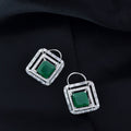 Stylish Latest Fashion Silver Plated Glittering Crystal AD Stone Studs Earrings for Women & Girls - Wahe Jewels - Swadesiicart