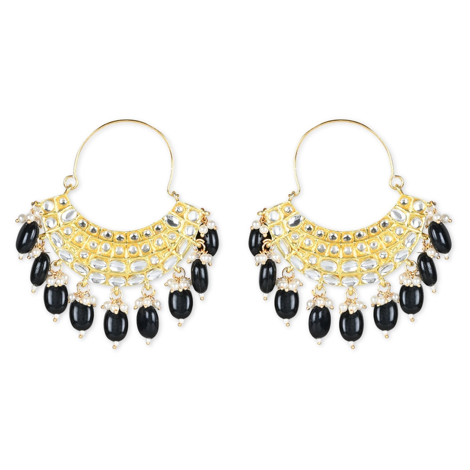 Gold-Polished Traditional Handcrafted Pearl Jhumki Earrings for Women/Girls - Wahe Jewels - Swadesiicart