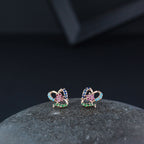 Stylish Latest Fashion Rose Gold-Polished Glittering Crystal AD Stone Studs Earrings for Women & Girls - Wahe Jewels - Swadesiicart