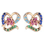 Stylish Latest Fashion Rose Gold-Polished Glittering Crystal AD Stone Studs Earrings for Women & Girls - Wahe Jewels - Swadesiicart