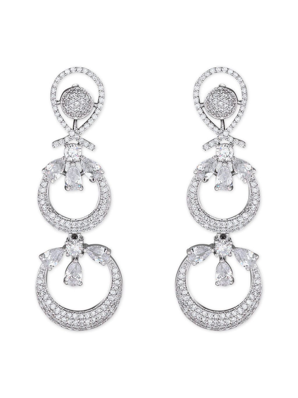 Stylish Latest Fashion Rose Gold-Polished Glittering Crystal AD Stone studded Earrings for Women & Girls - Wahe Jewels - Swadesiicart