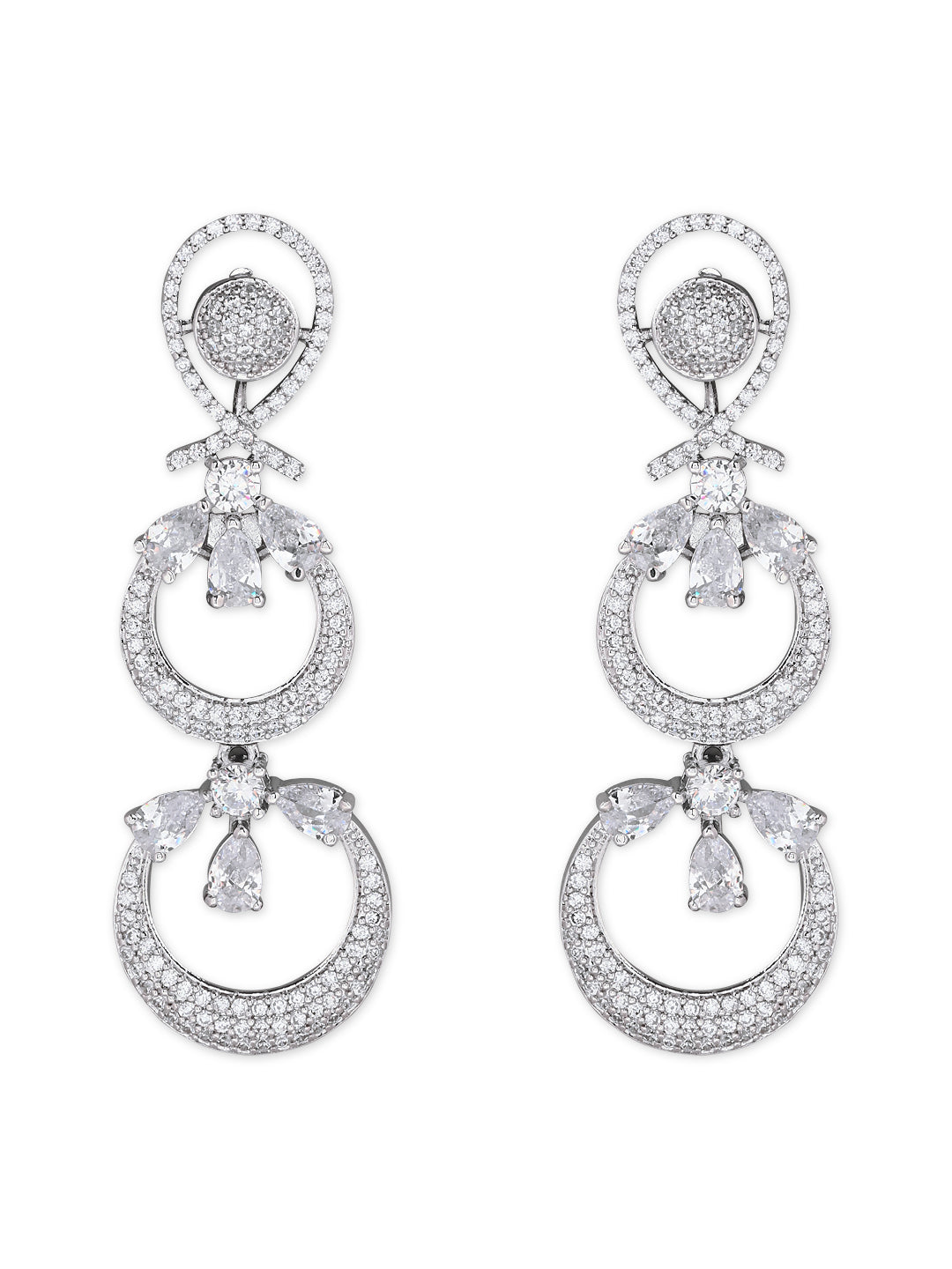 Stylish Latest Fashion Rose Gold-Polished Glittering Crystal AD Stone studded Earrings for Women & Girls - Wahe Jewels - Swadesiicart