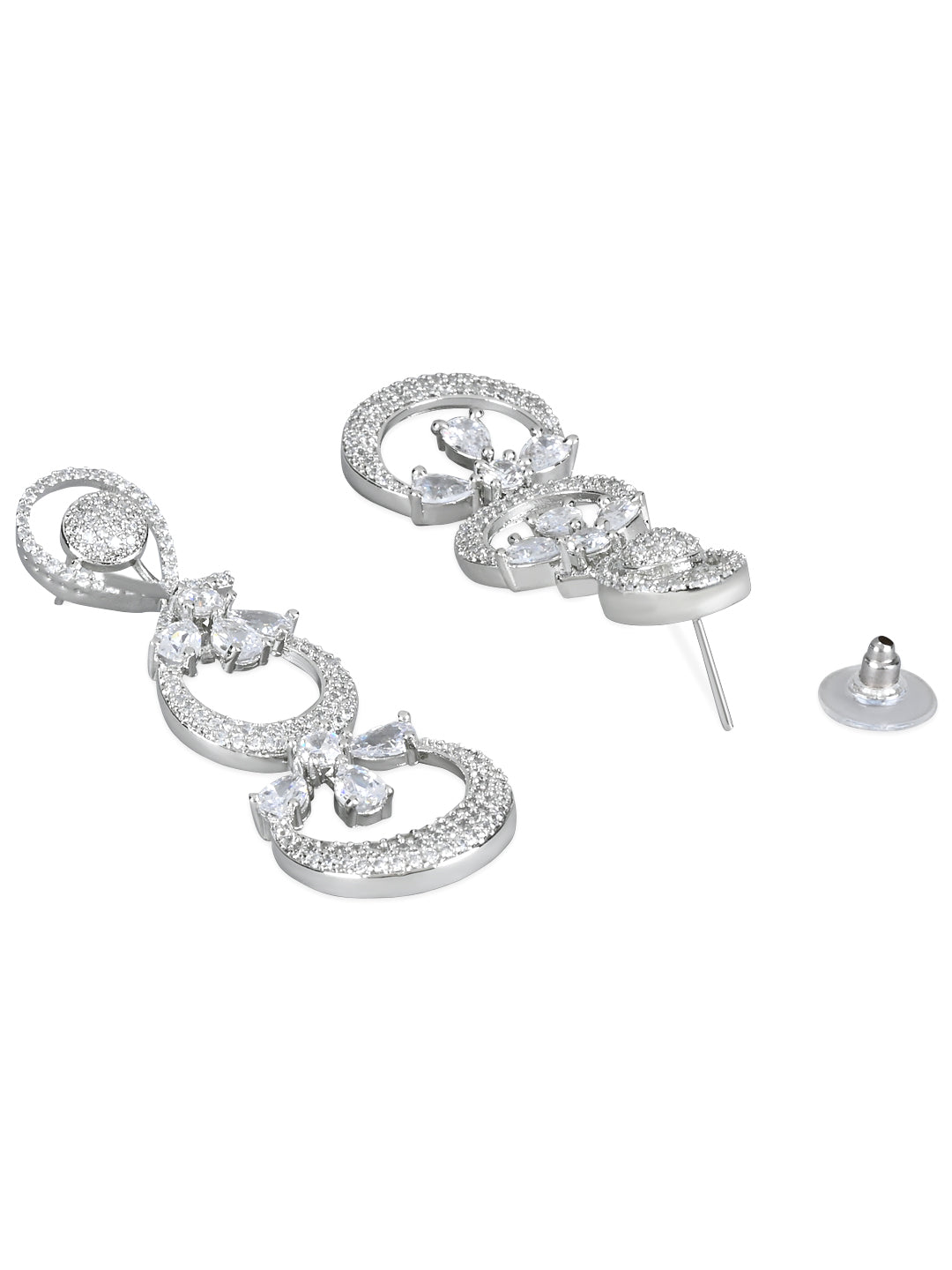 Stylish Latest Fashion Rose Gold-Polished Glittering Crystal AD Stone studded Earrings for Women & Girls - Wahe Jewels - Swadesiicart