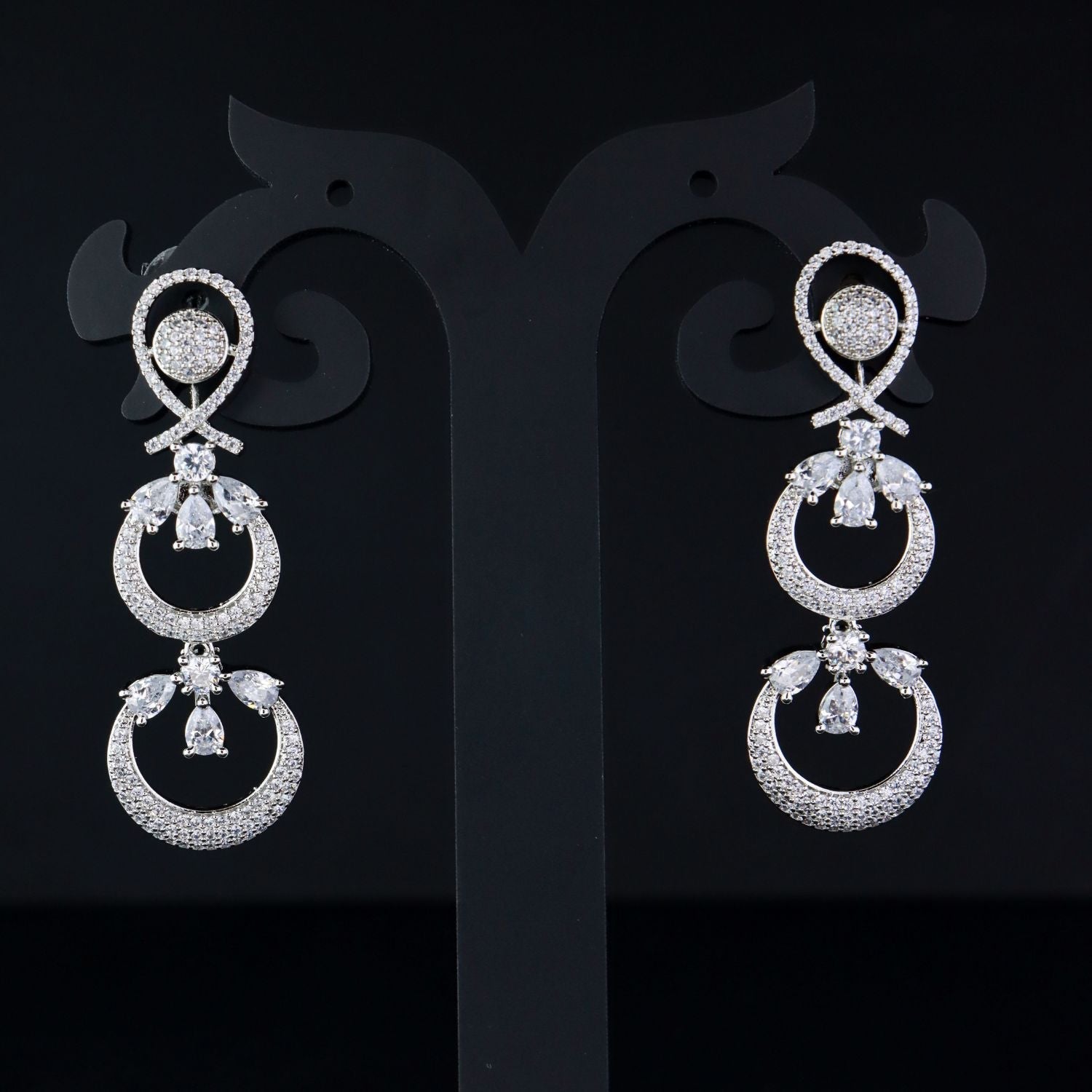 Stylish Latest Fashion Rose Gold-Polished Glittering Crystal AD Stone studded Earrings for Women & Girls - Wahe Jewels - Swadesiicart