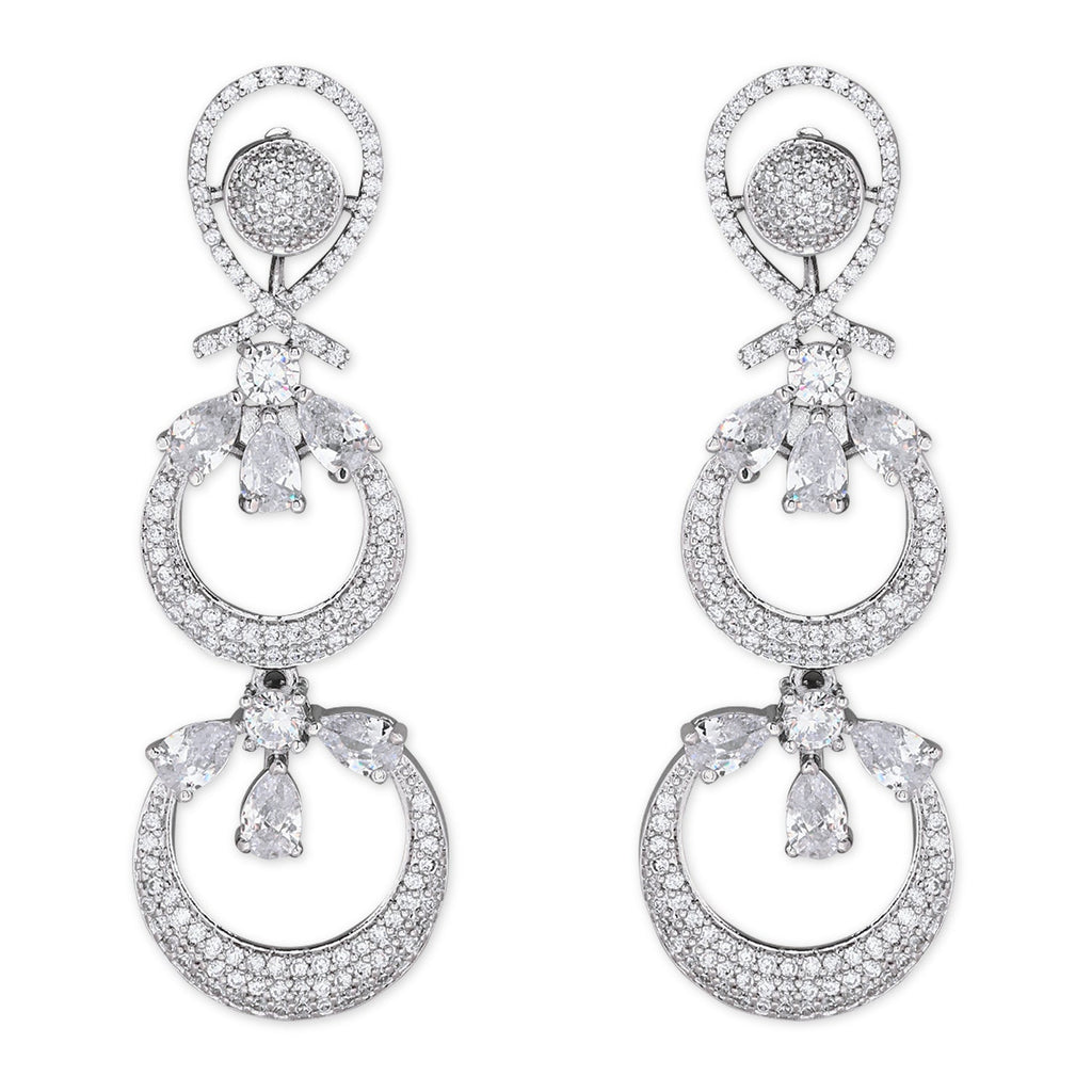 Stylish Latest Fashion Rose Gold-Polished Glittering Crystal AD Stone studded Earrings for Women & Girls - Wahe Jewels - Swadesiicart