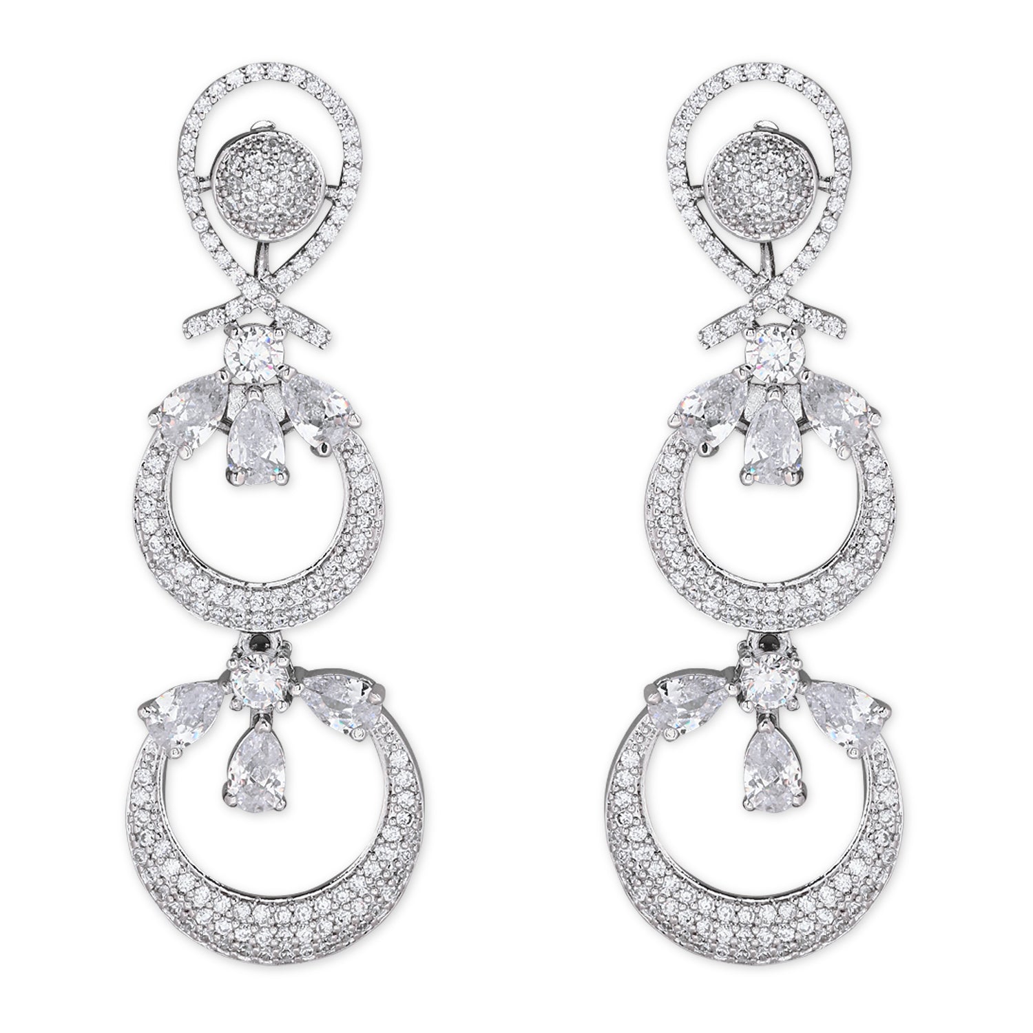 Stylish Latest Fashion Rose Gold-Polished Glittering Crystal AD Stone studded Earrings for Women & Girls - Wahe Jewels - Swadesiicart