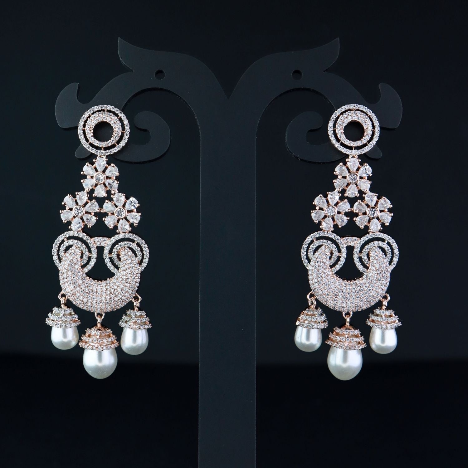 Florina Rosegold Earrings - Wahe Jewels - Swadesiicart