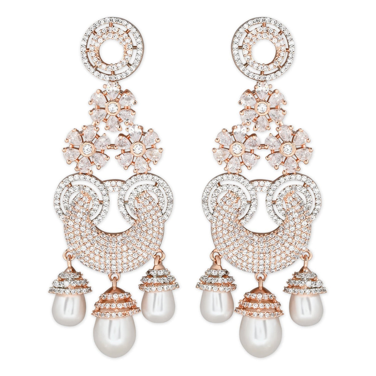 Florina Rosegold Earrings - Wahe Jewels - Swadesiicart