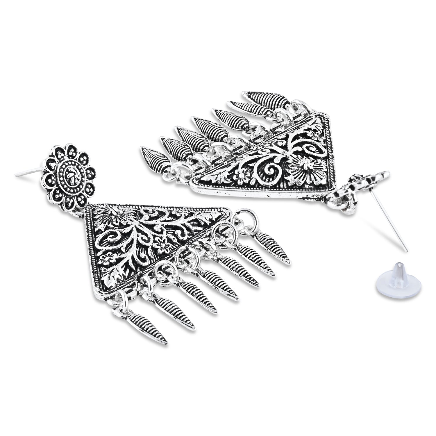 Navratri Ethnic Silver Oxidized Afghani Style Trending Earrings For Women & Girls - Wahe Jewels - Swadesiicart