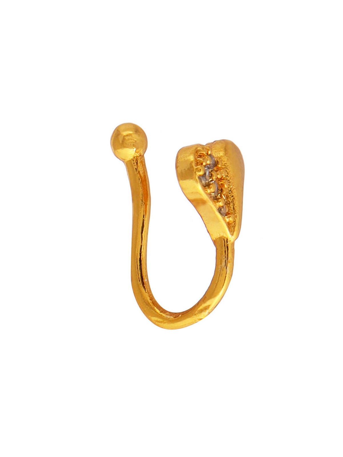 Ruby Raang Gold Heart Nose Pin | Grocsy