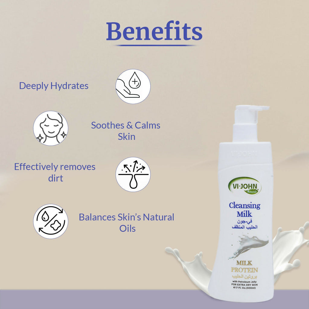 VI-JOHN Naturale Cleansing Milk with petroleum jelly for extra dry skin | Grocsy