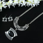 Mominos Fashion Johar Kamal Oxidised Silver-Plated Stone Work Long Necklace Handicraft | Grocsy