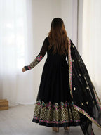 Teeya Creation Black Color Heavy Georgette Wedding Wear Embroidery Work Long Gown | Grocsy