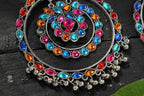 Mominos Fashion Johar Kamal Women's Multi Colour Kundan Circles Earrings