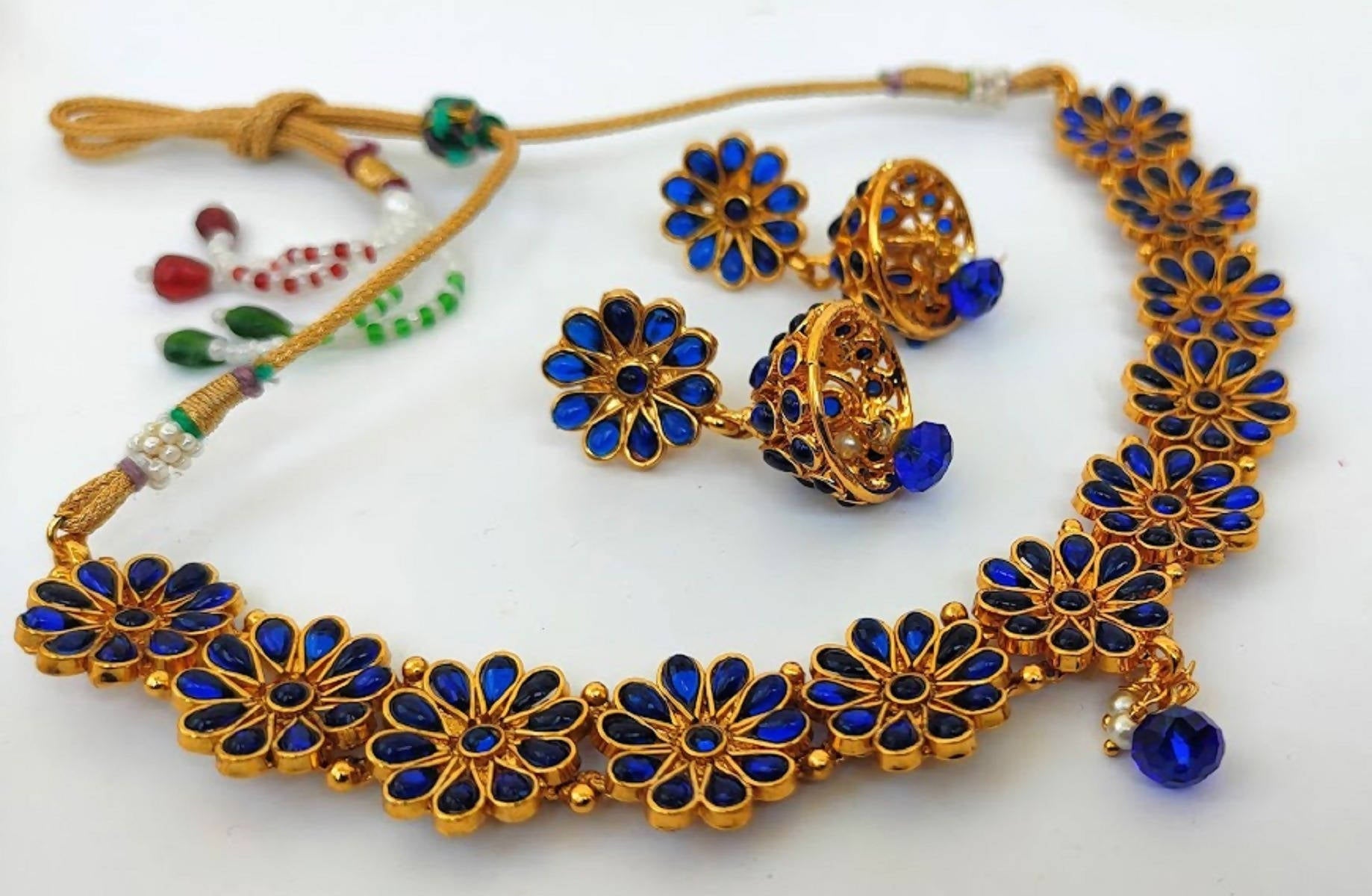 Kemp Designer Blue Necklace Set | Grocsy