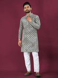 Anaita Grey Chikankari Work Viscose Rayon Straight Kurta | Grocsy