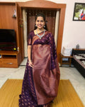 DEIANA'S Beautiful Designer Golden zari Soft Lichi Silk Saree - Wine | Grocsy