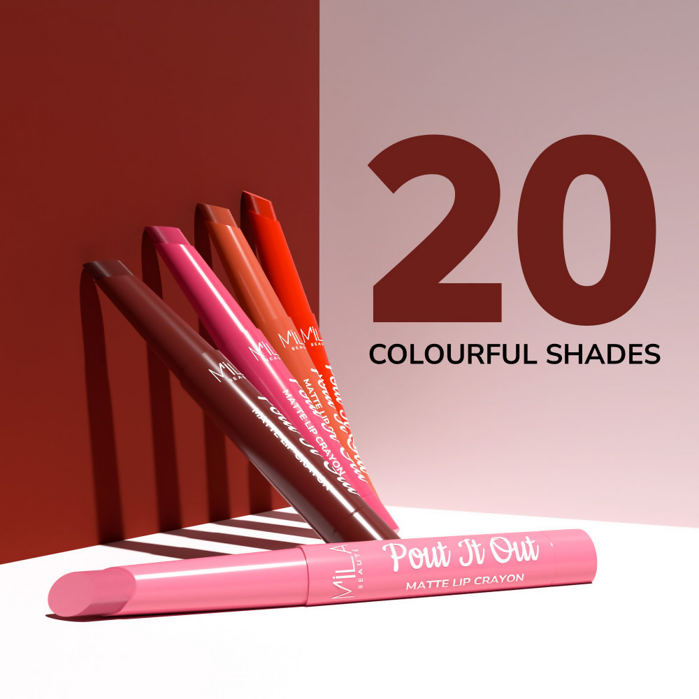 Mila Beaute Pout It Out Long Lasting & Matte Finish Lip Crayon Lipstick - Jasmine | Grocsy