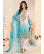 KC Designer Sky Blue Ombre Straight Suit For Women With Hand Embroidery | Grocsy
