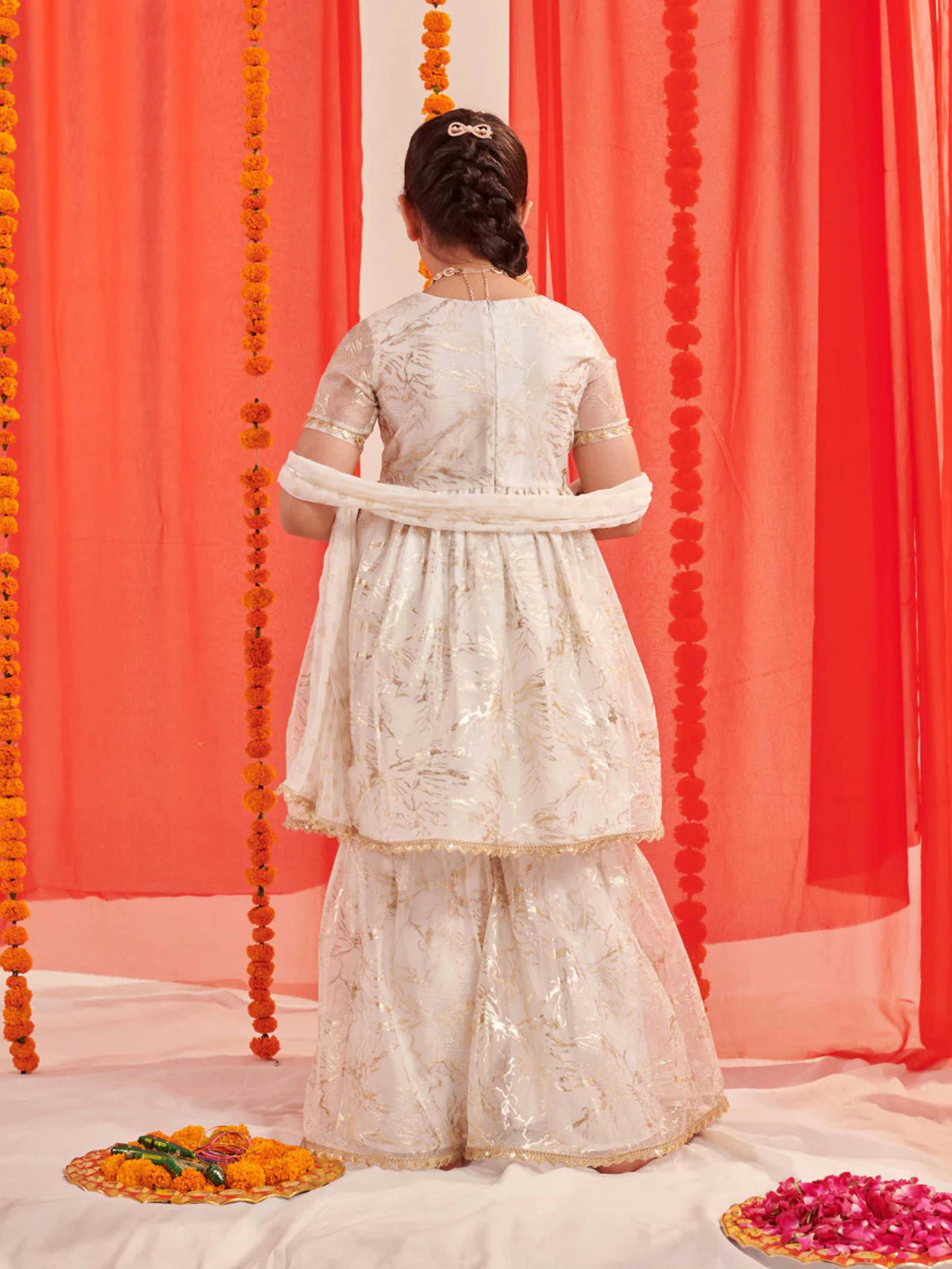 Joban Fashion Girl's Off White Color Sharara Set | Grocsy
