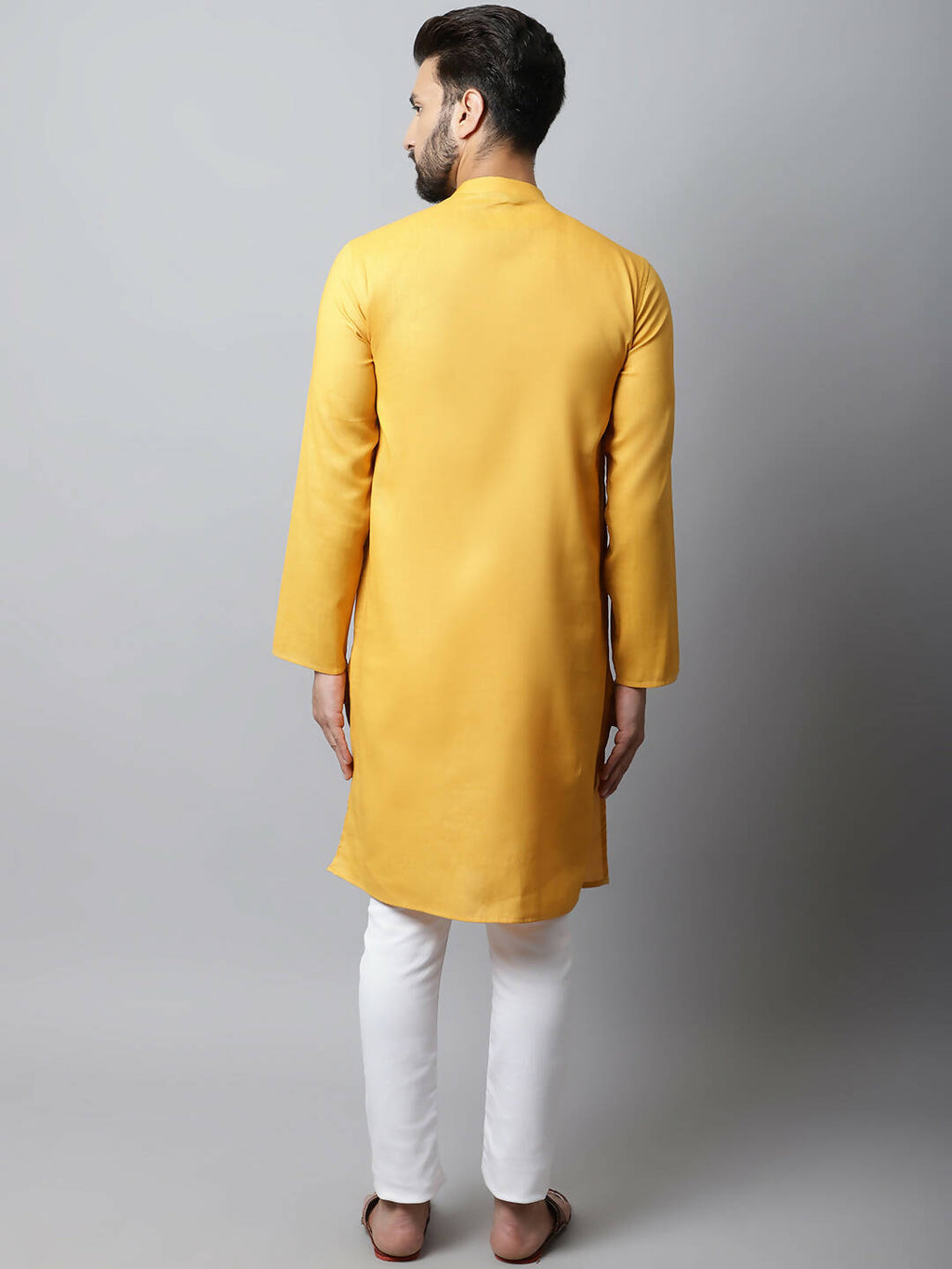 Even Apparels Yellow Color Pure Cotton Men's Kurta With Side Placket (SLD1130) | Grocsy