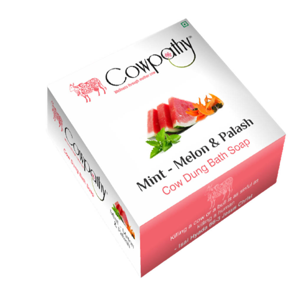 Cowpathy Mint - Melon & Palash Cow Dung Bath Soap (75Gm) | Grocsy