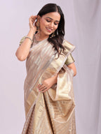 Shree Shyam Fashion Organza Peach Saree | Grocsy