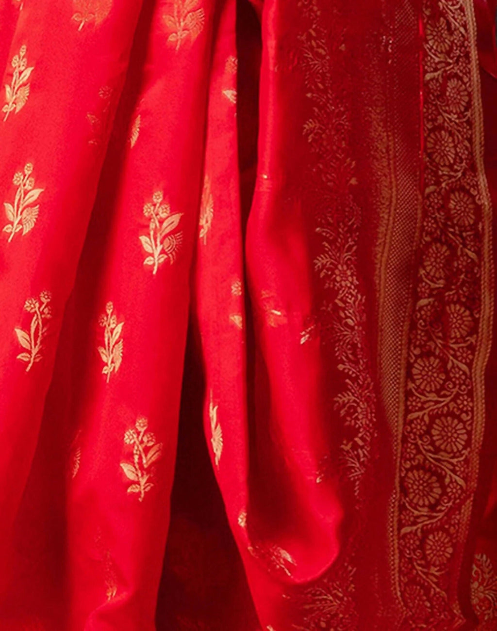 Joban Fashion Silk Banarasi Red & Golden Color Saree | Grocsy