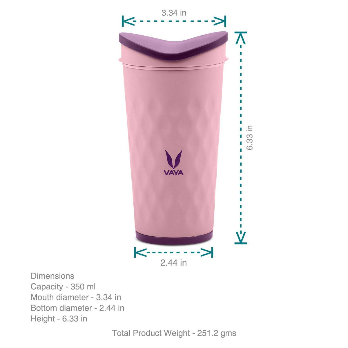 Vaya Drynk Kid'S Stainless Steel Tumbler With Spill-Proof Pediasafe Lid - 350ml (Pink) | Grocsy