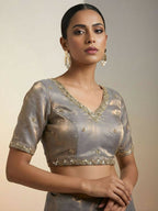 Joban Fashion Beige Fandy Satin Silk Party Wear Sarees | Grocsy