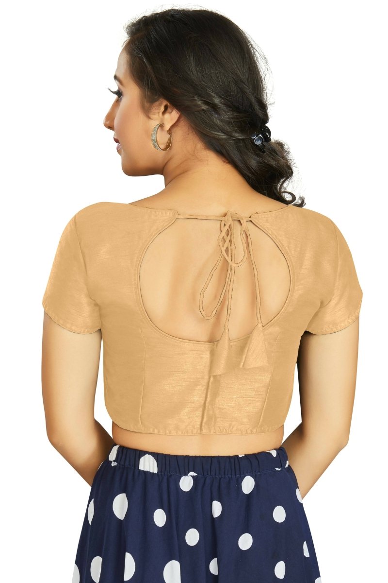 Aastha Fashion Women's Beige Art Silk Designer Festive Wear Readymade Blouse | Grocsy