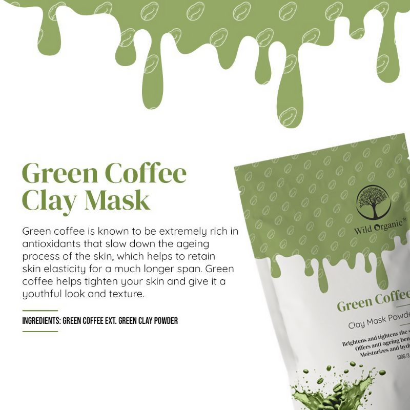 Wild Organic Green Coffee Clay Mask Powder | Grocsy