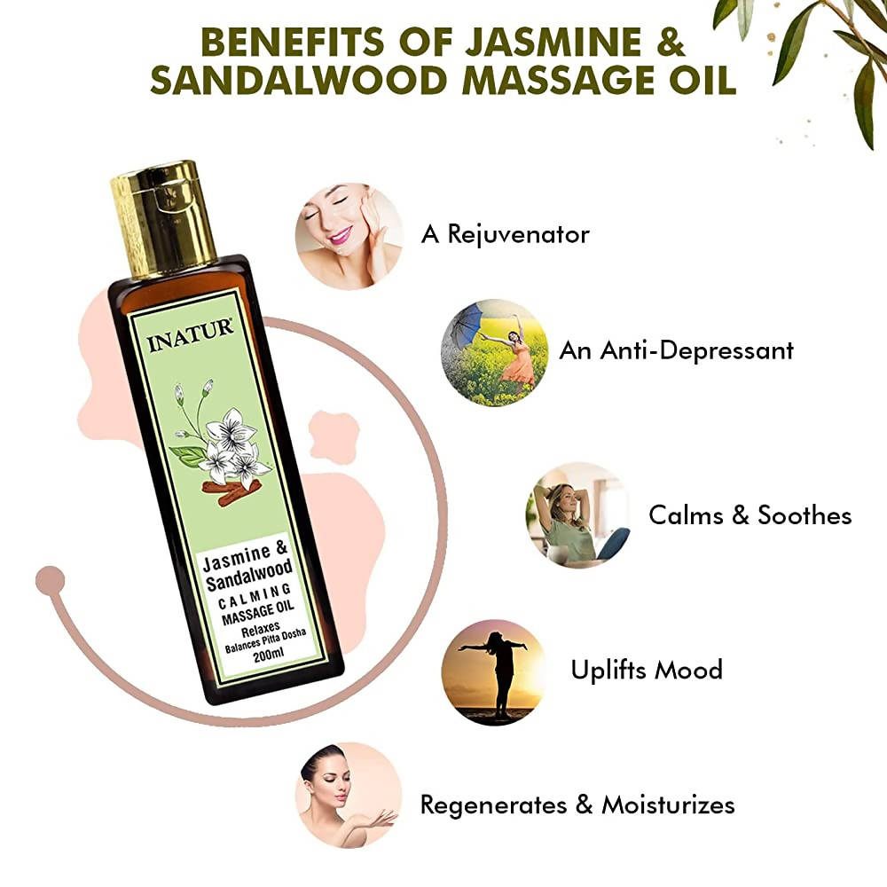Inatur Jasmine & Sandalwood Calming Massage Oil | Grocsy