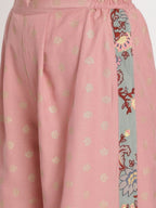 Ahalyaa Pink Ethnic Motifs Printed Angrakha Kurti With Palazzos For Women | Grocsy
