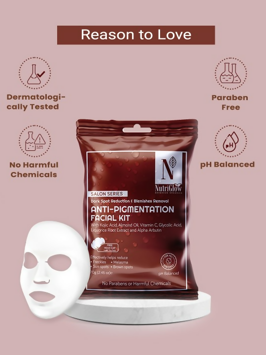 Nutriglow Advanced Organics Unisex Salon Series Anti-Pigmentation Facial Kit | Grocsy