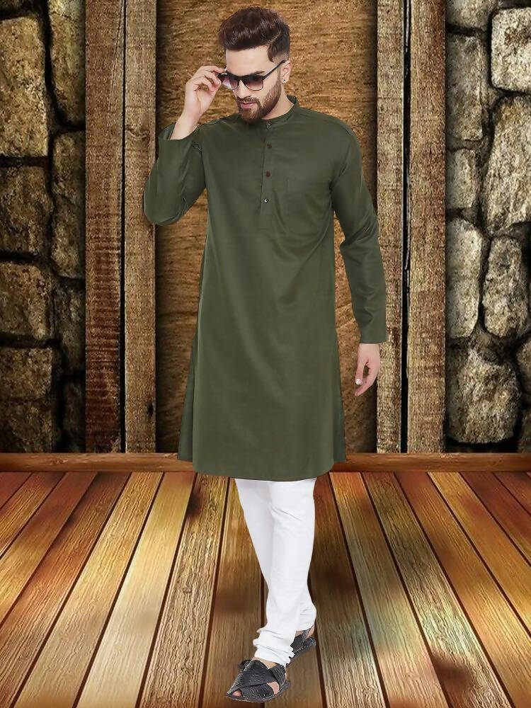 Even Apparels Pure Cotton Green Kurta - Green | Grocsy