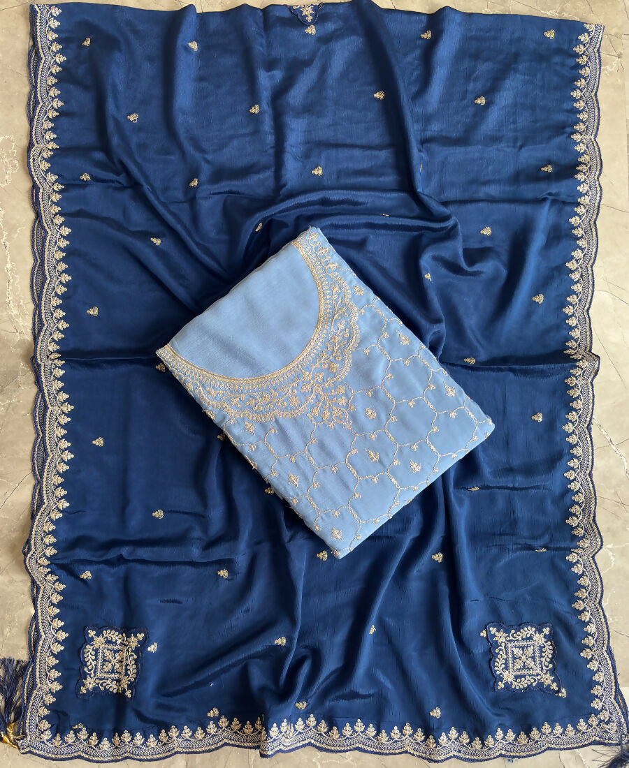 KC Heavy Chinon Sky Blue Salwar Suit For Women Ethnic Wear | Grocsy