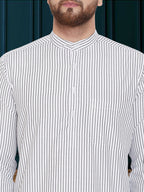 Even Apparels Men's Black and White Striped Kurta | Grocsy