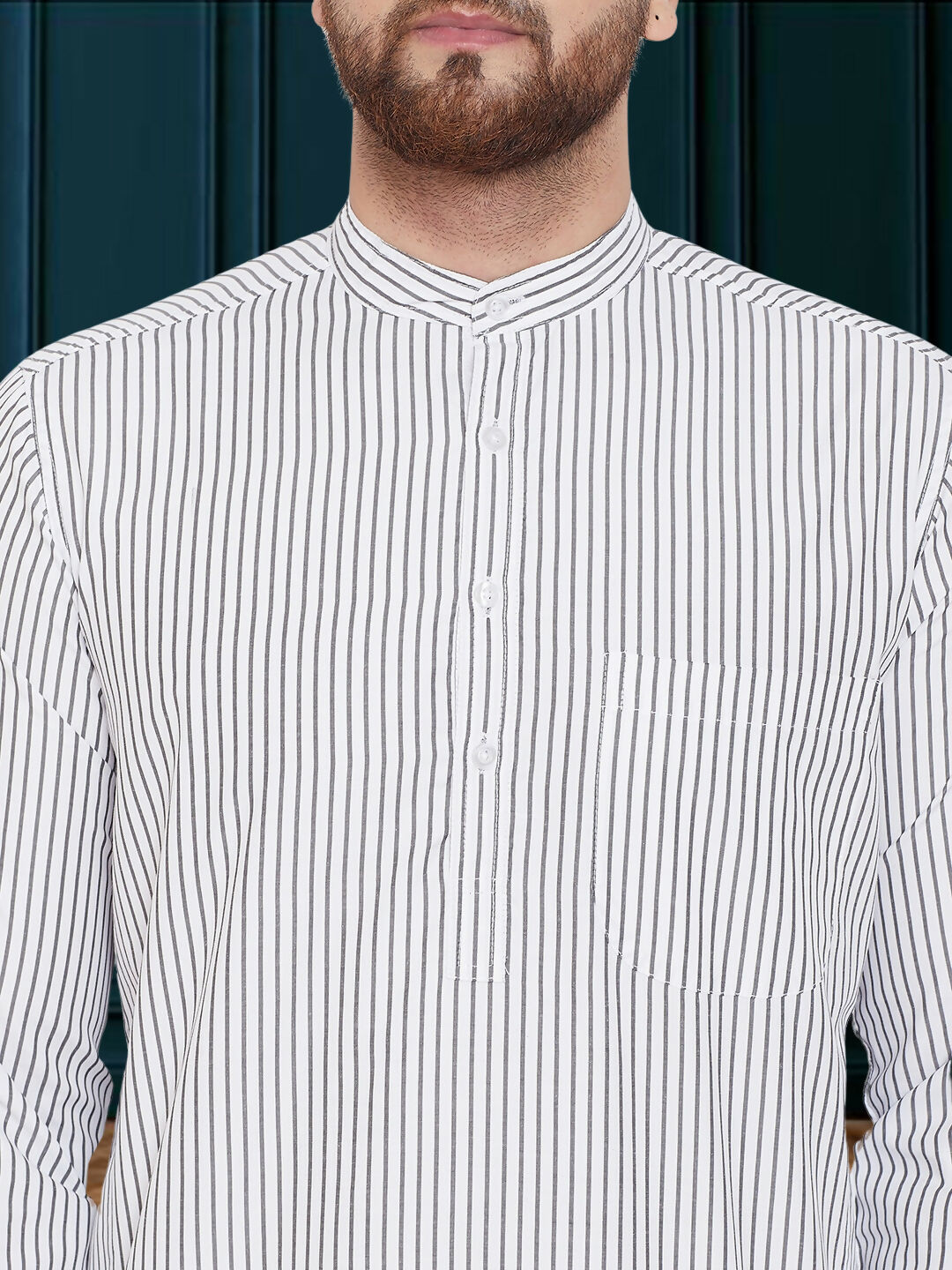 Even Apparels Men's Black and White Striped Kurta | Grocsy