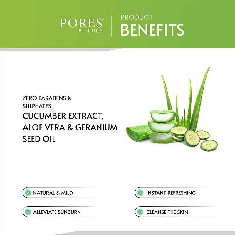 Pores Be Pure Cucumber Face Wash With Aloe Vera Gel | Grocsy