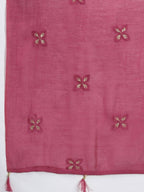 Yufta Women Pink Bandhani Yoke Design Pure Cotton Kurta with Palazzo and Dupatta | Grocsy