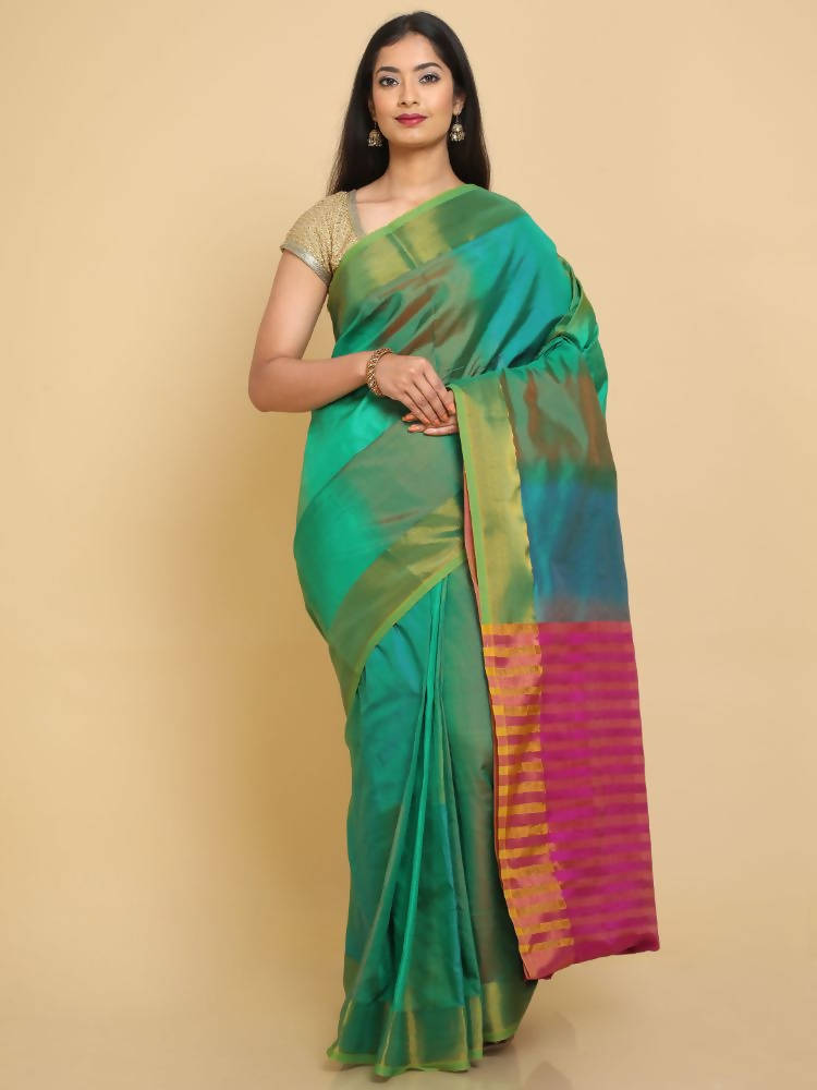 Kalamandir Ikkat Print Multi Color Uppada Party Wear Saree | Grocsy