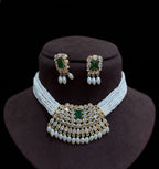 Jewel City Traditional Handcrafted Ethnic Kundan Pearl Choker Necklace Set | Grocsy