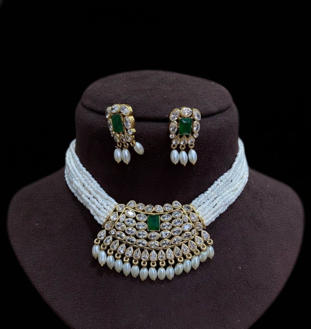 Jewel City Traditional Handcrafted Ethnic Kundan Pearl Choker Necklace Set | Grocsy