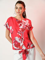 Myshka Women's Pink Printed Top | Grocsy