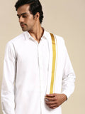 Ramraj Cotton Mens Wedding White Regular Dhoti, Shirt & Towel Set Subhakalyan 1" | Grocsy