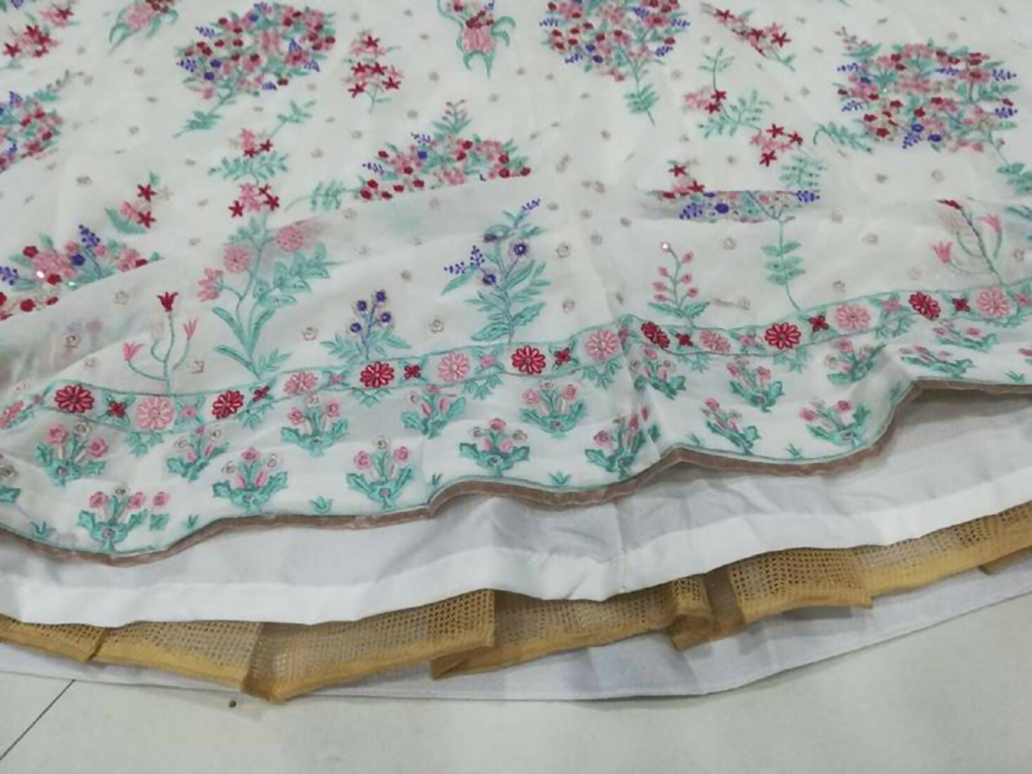 Jyoti Fashion Cream Thread Embroidery Georgette Designer Lehenga Choli with Dupatta | Grocsy